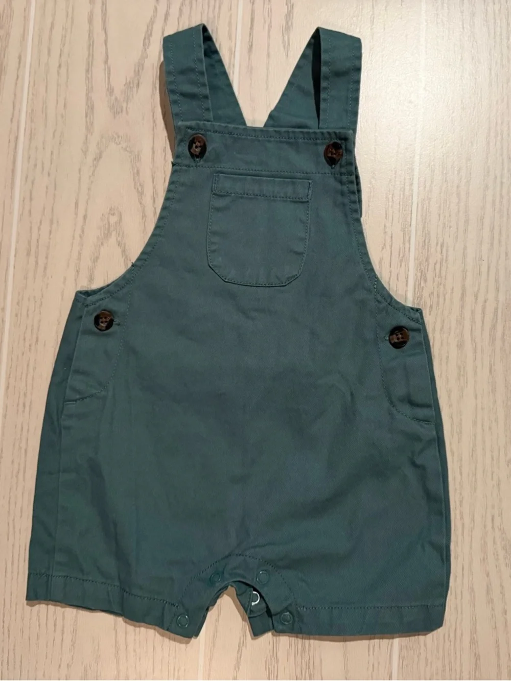 Carters Baby Boy 12M Dino Outfit Shortall Set Green‎ Overalls Shirt EUC